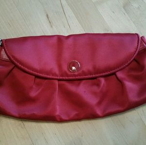 New York & Company red, satin clutch/ wristlet